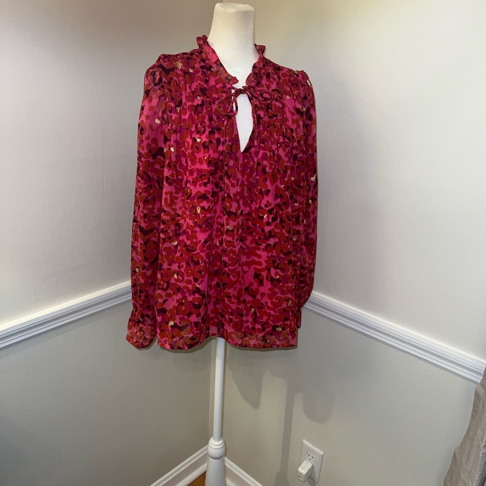 Vero Moda Pink and Red Patterned Blouse
